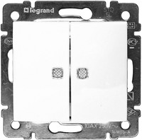 Legrand Valena Выключатель 2кл. прох. с подсв. белый
