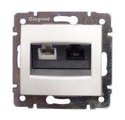 Legrand 770280 Двойная розетка RJ 45 категория 5е/6 UTP + RJ 11 Valena алюминий