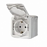 Legrand Quteo Розетка с крышкой 1-ая с/з полугерм. (IP-44) белая