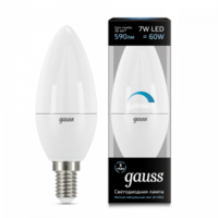 Лампа Gauss LED свеча диммируемая. E14 7W 4100К