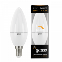 Лампа Gauss LED свеча диммируемая E14 7W 3000К