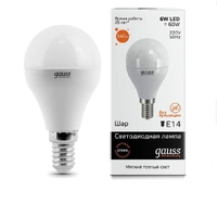 Лампа Gauss LED Elementary шар 6W E14 2700K