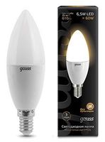 Gauss свеча светодиодная матовая E14 6.5W 2700К