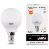 Лампа Gauss LED Elementary шарик 10W E14 2700K
