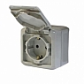 Legrand Quteo Розетка с крышкой 1-ая с/з полугерм. (IP-44) серая
