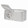 Legrand Quteo Розетка с крышкой 2-ая с/з полугерм. (IP-44) белая