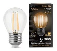 Gauss лампа светодиодная филамент шарик E27 5W 2700K