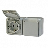 Legrand Quteo Розетка с крышкой 2-ая с/з полугерм. (IP-44) серая