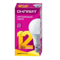ОНЛАЙТ OLL лампа светодиодная ЛОН A60 12W 230V 2700К E27