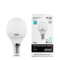 Лампа Gauss LED Elementary шар 8W E14 4100K