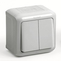 Legrand Quteo Выключатель 2 кл. полугерм. проходной (IP-44) белый
